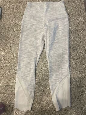 Light Gray Active Leggings with Mesh Panels